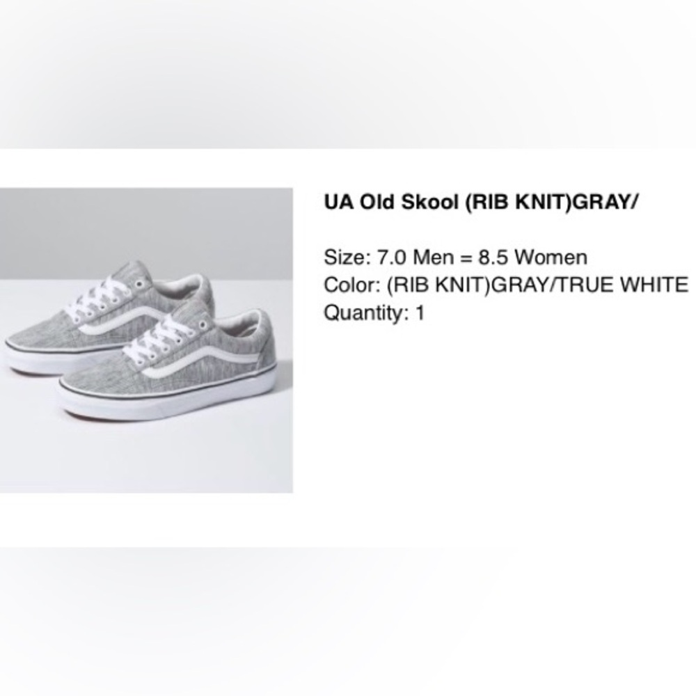 NWT Vans Old Skool RIB KNIT GRAY size 8.5